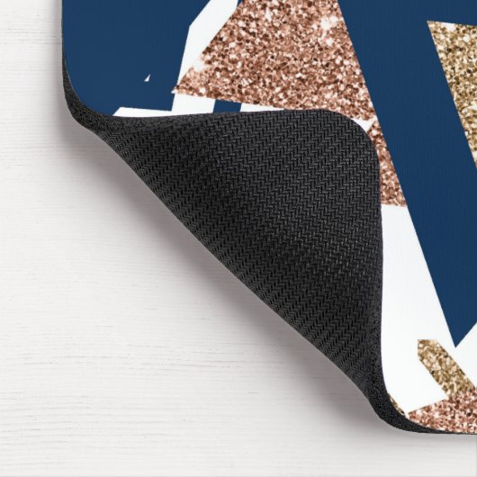 80s Trendy Abstract | Navy en Roos Gold Pattern Muismat (Hoek)