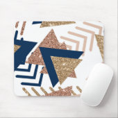 80s Trendy Abstract | Navy en Roos Gold Pattern Muismat (Met muis)