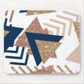 80s Trendy Abstract | Navy en Roos Gold Pattern Muismat (Voorkant)