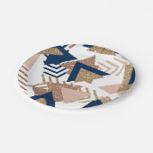 80s Trendy Abstract | Navy en Roos Gold Pattern Papieren Bordje (Gekanteld)