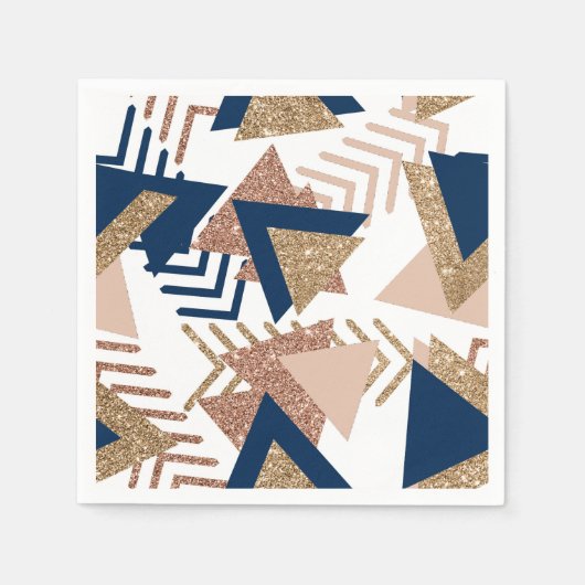 80s Trendy Abstract | Navy en Roos Gold Pattern Servet (Voorkant)
