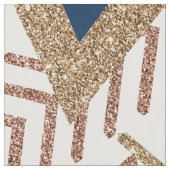 80s Trendy Abstract | Navy en Roos Gold Pattern Stof (Close Up)