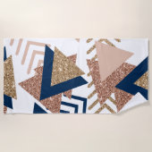 80s Trendy Abstract | Navy en Roos Gold Pattern Strandlaken (Voorkant)