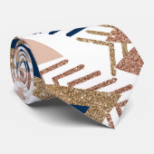 80s Trendy Abstract | Navy en Roos Gold Pattern Stropdas (Opgerold)