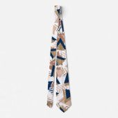 80s Trendy Abstract | Navy en Roos Gold Pattern Stropdas (Achterkant)