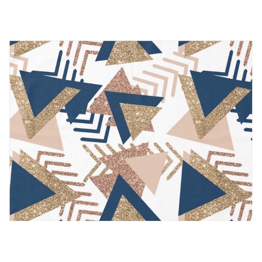 80s Trendy Abstract | Navy en Roos Gold Pattern Tafelkleed (Voorkant (Horizontaal))