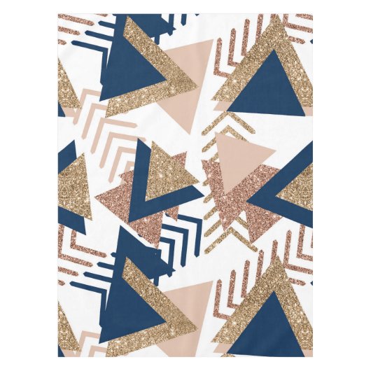 80s Trendy Abstract | Navy en Roos Gold Pattern Tafelkleed (Voorkant)