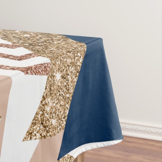 80s Trendy Abstract | Navy en Roos Gold Pattern Tafelkleed (Voorbeeld)