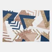80s Trendy Abstract | Navy en Roos Gold Pattern Theedoek (Horizontaal)