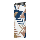 80s Trendy Abstract | Navy en Roos Gold Pattern Thermosbeker (Gedraaid links)