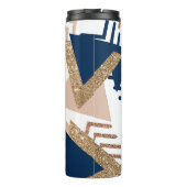 80s Trendy Abstract | Navy en Roos Gold Pattern Thermosbeker (Achterkant)