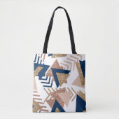 80s Trendy Abstract | Navy en Roos Gold Pattern Tote Bag (Voorkant)