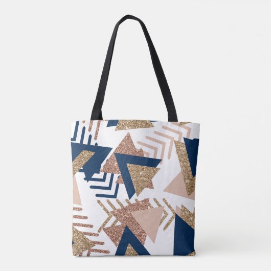 80s Trendy Abstract | Navy en Roos Gold Pattern Tote Bag (Achterkant)