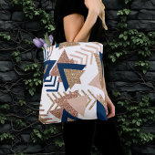 80s Trendy Abstract | Navy en Roos Gold Pattern Tote Bag