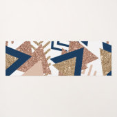 80s Trendy Abstract | Navy en Roos Gold Pattern Yogamat (Achterkant (horizontaal))