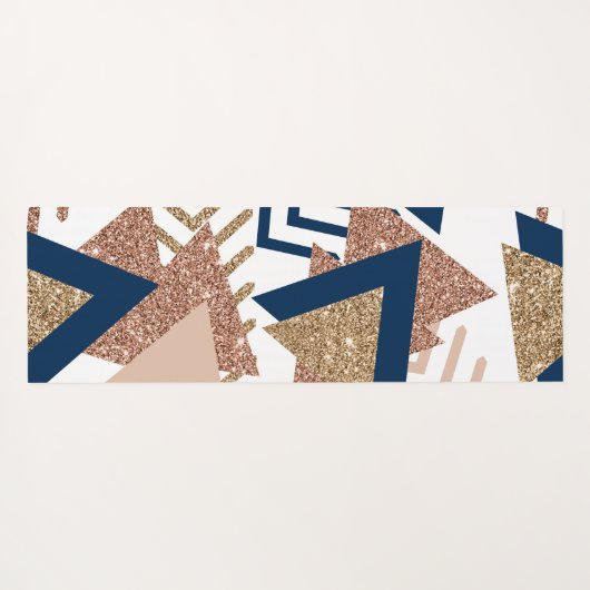 80s Trendy Abstract | Navy en Roos Gold Pattern Yogamat (Achterkant (horizontaal))