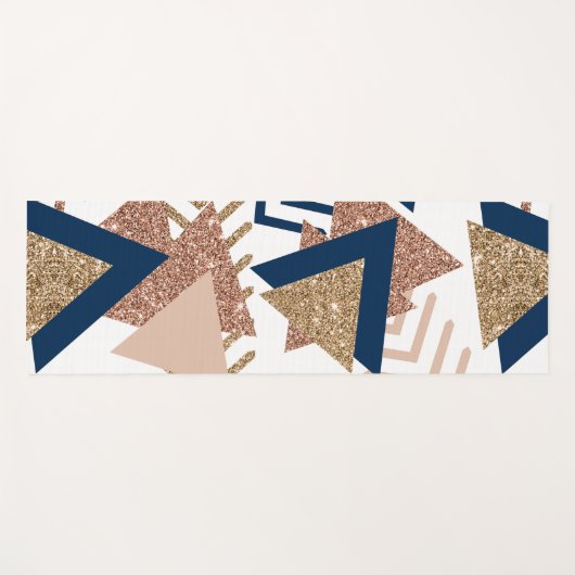 80s Trendy Abstract | Navy en Roos Gold Pattern Yogamat (Voorkant (horizontaal))