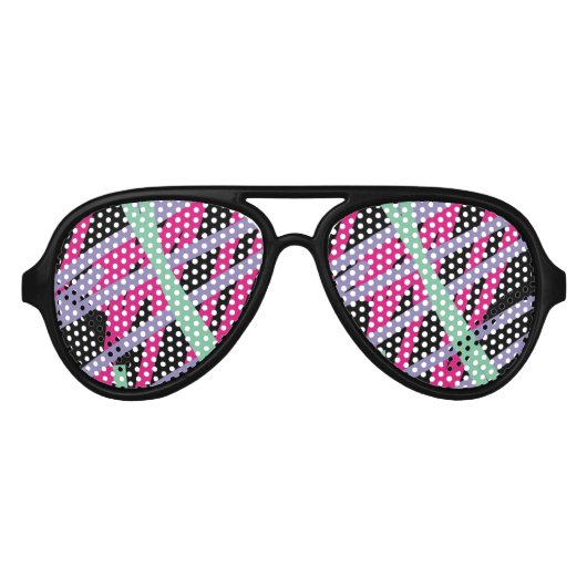 80s Trippy Eyes Paars Roze Blauwgroen Lijnen Psych Aviator Zonnebril (Voorkant)