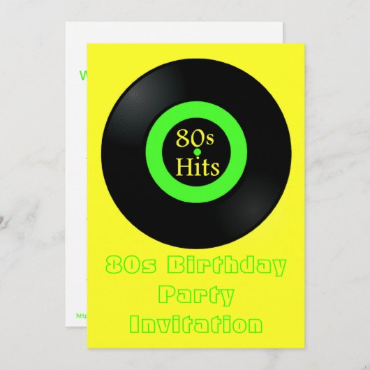 80s uitnodiging 80s retro vinyl album (Voorkant / Achterkant)