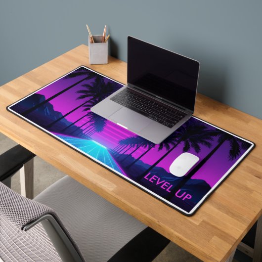 80s Vaporwave Neon Grid Bureaumat met Palmboom (Kantoor 2)