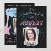 80s Verjaardag Bash Uitnodiging - 1980s thema 5x7 (Voorkant / Achterkant)