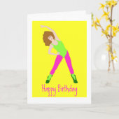 80s verjaardag met roze panty en groene maillot kaart (Gele Bloem)