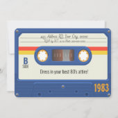 80's Verjaardagsfeestje, Cassettebandje Aangepaste Kaart (Achterkant)