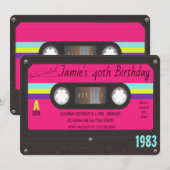 80's Verjaardagsfeestje, Retro Cassettebandje Kaart (Voorkant / Achterkant)