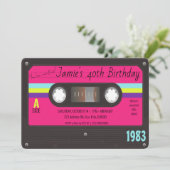 80's Verjaardagsfeestje, Retro Cassettebandje Kaart (Staand voorkant)