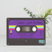 80's Verjaardagsfeestje, Retro Cassettebandje Kaart (Staand voorkant)