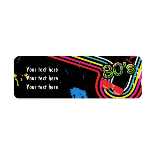 80's Verjaardagsfeestje Retro Retro Retro Adres La Etiket (Voorkant)