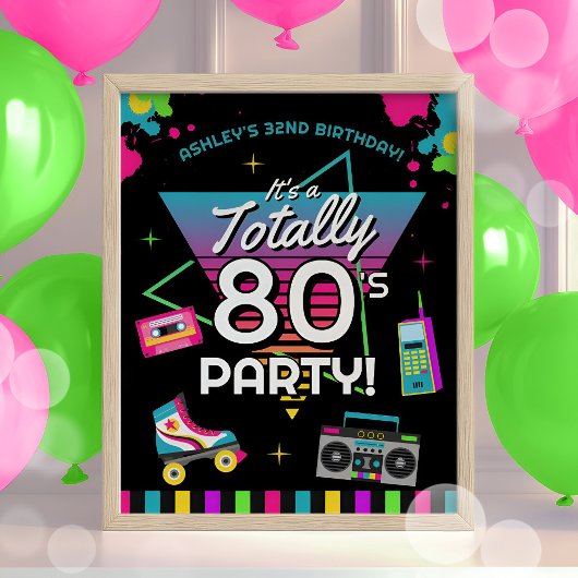80's verjaardagsfeestje Retro Welkom Poster