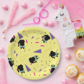 80's verjaardagsfeestje, zwarte kat, retro feest papieren bordje (Feest)