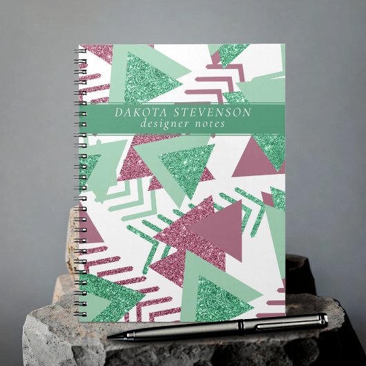 80s Vers Abstract | Pink and Green Shapes Tekst Notitieboek