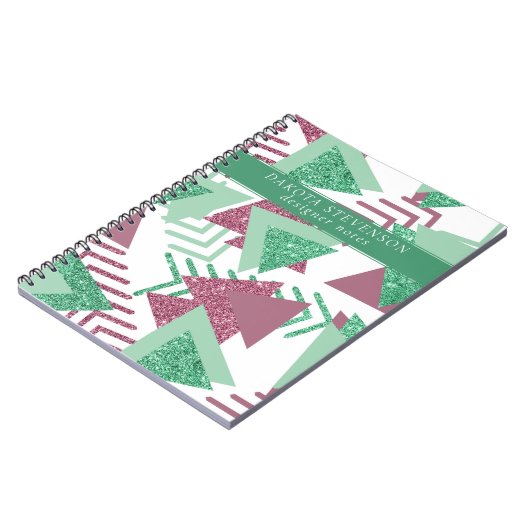 80s Vers Abstract | Pink and Green Shapes Tekst Notitieboek (Linkerzijde)