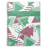 80s Vers Abstract | Pink and Green Shapes Tekst Notitieboek (Voorkant)