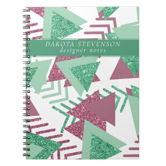 80s Vers Abstract | Pink and Green Shapes Tekst Notitieboek (Voorkant)