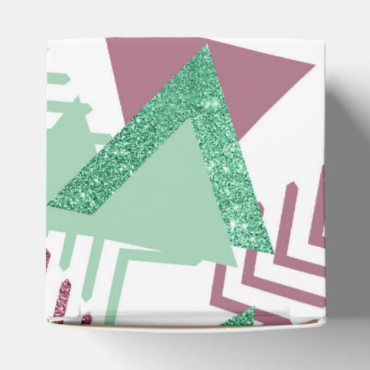 80s Vers Abstract | Roze en Groen Vormenpatroon Bedankdoosjes (Bovenkant)