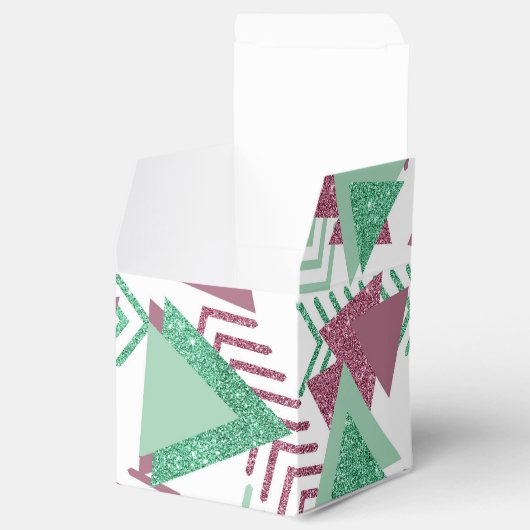 80s Vers Abstract | Roze en Groen Vormenpatroon Bedankdoosjes (Geopend)