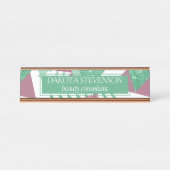 80s Vers Abstract | Roze en Groen Vormenpatroon Bureau Naambordje (Voorkant)