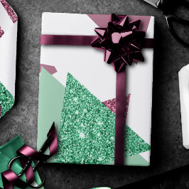 80s Vers Abstract | Roze en Groen Vormenpatroon Cadeaupapier