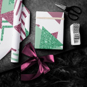 80s Vers Abstract | Roze en Groen Vormenpatroon Cadeaupapier