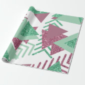 80s Vers Abstract | Roze en Groen Vormenpatroon Cadeaupapier (Uitgerold)