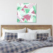 80s Vers Abstract | Roze en Groen Vormenpatroon Canvas Afdruk (Insitu (Slaapkamer))