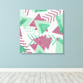 80s Vers Abstract | Roze en Groen Vormenpatroon Canvas Afdruk (Insitu (Houten vloer))