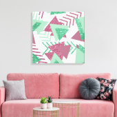 80s Vers Abstract | Roze en Groen Vormenpatroon Canvas Afdruk (Insitu (Woonkamer))