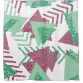 80s Vers Abstract | Roze en Groen Vormenpatroon Douchegordijn (Voorkant)