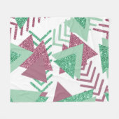 80s Vers Abstract | Roze en Groen Vormenpatroon Fleece Deken (Voorkant (Horizontaal))