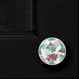 80s Vers Abstract | Roze en Groen Vormenpatroon Keramische Knop