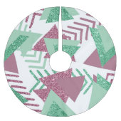 80s Vers Abstract | Roze en Groen Vormenpatroon Kerstboom Rok (Voorkant)